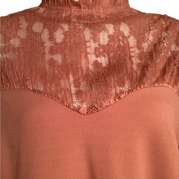 Plus Size, Pink Ruffled Long Sleeve Blouse with Relaxed Fit, Size 1X - Picture 2 of 5